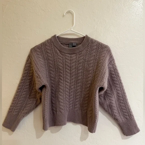 Sweaty Betty Purple Wool and Cashmere Blend Sweater Cable Knit Sweater size US 8 - Picture 3 of 8